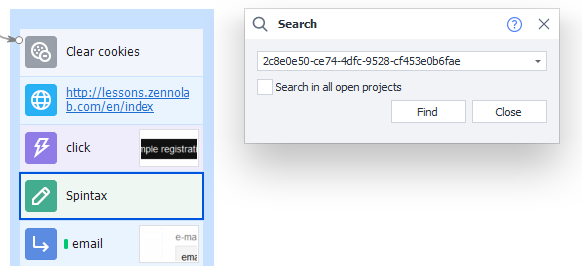 problem action with a blue border