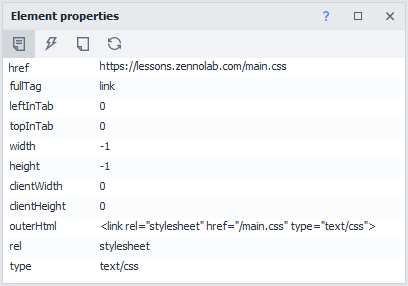 Element properties panel