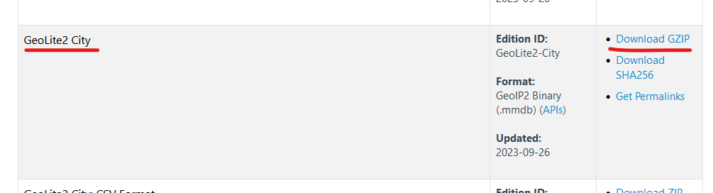 Download the 'GeoLite2 City' database